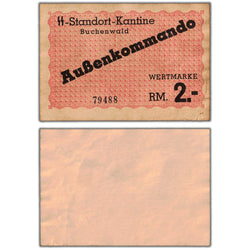 Germany 1944 WWII Buchenwald 2 Reichsmark Concentration Camp Note