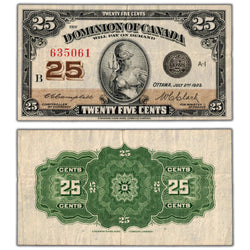 25 Cents 1923 Dominion of Canada Note Shinplaster Note DC-24d - VF+