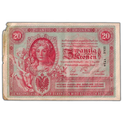 SOLD Austria 1900 20 Twenty Kronen Note P #5 - Edge Issues