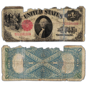SOLD United States 1917 $1 Legal Tender Note - Heavily Damaged Filler/Taped