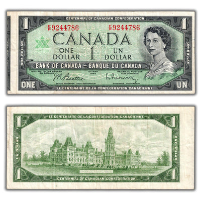 SOLD $1 1967 Bank of Canada Note F/P Prefix BC-45b-i - Cut Out of Register Error
