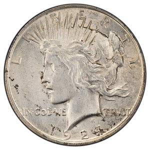 SOLD United States 1924 $1 Peace Silver Dollar Coin - Cleaned
