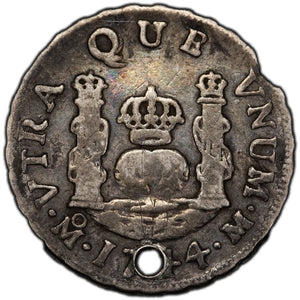 SOLD Mexico 1744 Mo-M One Real Silver Coin - Holed