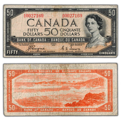 SOLD $50 1954 Bank of Canada Note Devil Face Coyne-Towers BC-34a - Circulated
