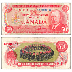 $50 1975 Bank of Canada Note *HB Replacement Prefix BC-51aA - Minor Pencil