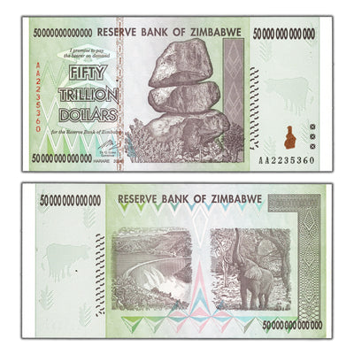 Zimbabwe 2008 50 Trillion Dollars Note P#90 - AU/UNC