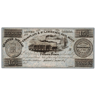 30 Sous 15 Pence 1837 Champlain & St Lawrence Rail Road Note - Remainder UNC