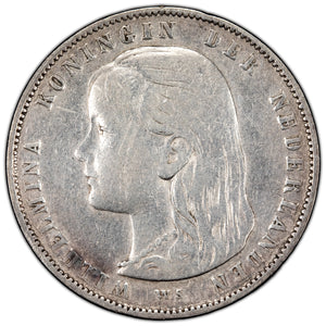 SOLD Netherlands 1892 1 Gulden Silver Coin - Lightly Cleaned