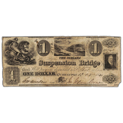 $1 1840 The Niagara Suspension Bridge Note #535-10-06-02 - Missing Corner