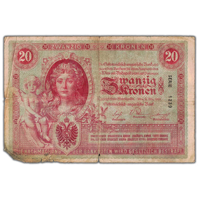 SOLD Austria 1900 20 Twenty Kronen Note P #5 - Damaged