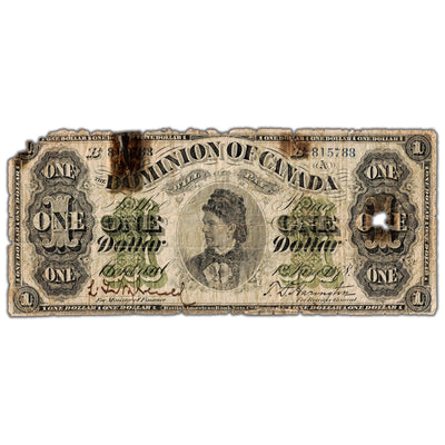 SOLD $1 1878 Dominion of Canada Note Payable at Montreal DC-8e-ii - Damaged