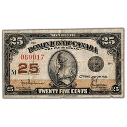 25 Cents 1923 Dominion of Canada Shinplaster Note DC-24b - Fine