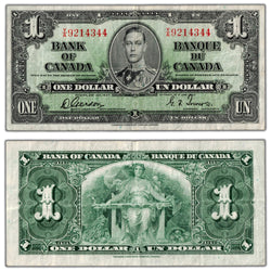 $1 1937 Bank of Canada Note Gordon-Towers Y/A Prefix BC-21c - VF+