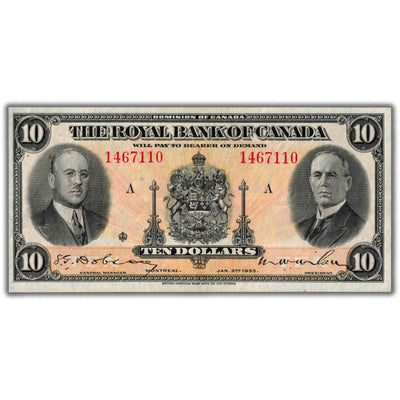 SOLD $10 1935 Royal Bank of Canada Chartered Note CH #630-18-04a - VF+ (faded)