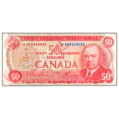$50 1975 Bank of Canada Note *HB Replacement Prefix BC-51aA - Minor Pencil