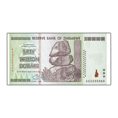 Zimbabwe 2008 50 Trillion Dollars Note P#90 - AU/UNC