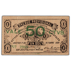 Peru Iquitos Revolution 1921 50 Centavos Note P #S603 - VF