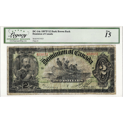 $2 1897 Dominion of Canada Note Boville Dark Brown Back DC-14c - Legacy F-15