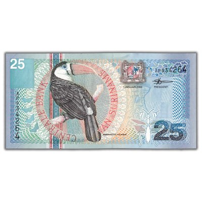 SOLD Suriname 2000 25 Gulden Note P #148 - AU