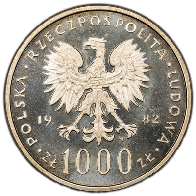 Poland 1982 1000 Złotych Silver Coin - Jan Paweł II - Proof