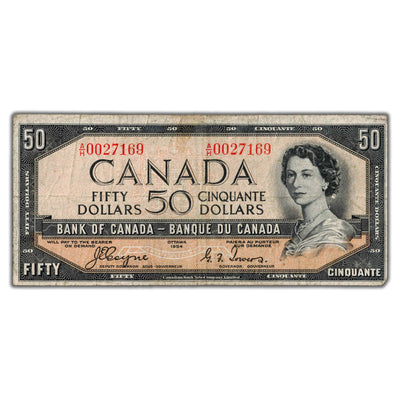 SOLD $50 1954 Bank of Canada Note Devil Face Coyne-Towers BC-34a - Circulated