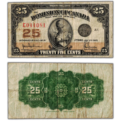 25 Cents 1923 Dominion of Canada Shinplaster Note DC-24a - Fine