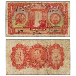 SOLD British Guiana 1938 $1 One Dollar Note P #12 - Internal Tear