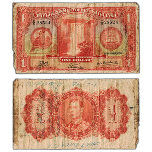 SOLD British Guiana 1938 $1 One Dollar Note P #12 - Short Snorter