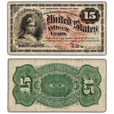 United States 1863 15 Cents Fractional Note - Circulated