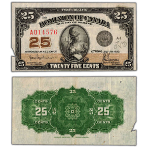 SOLD 25 Cents 1923 Dominion of Canada Shinplaster Note DC-24a - VF+ (issues)