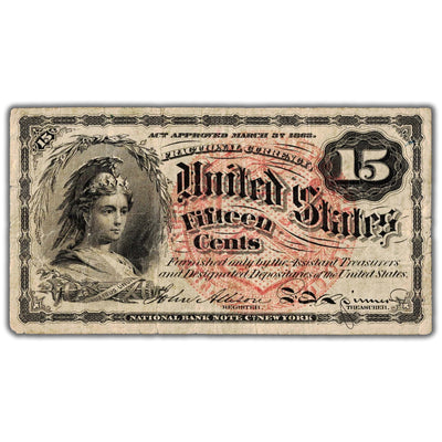 United States 1863 15 Cents Fractional Note - Circulated
