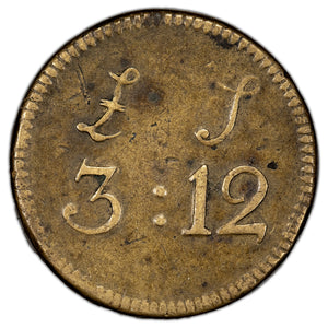 SOLD Great Britain c.18th Century £3 12 Shilling Brass Coin Weight