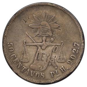 SOLD Mexico 1874 Pi-h 50 Centavos Silver Coin KM #407.7 - San Luis Potosi Mint