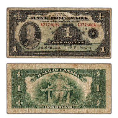 $1 1935 Bank of Canada Note English Text Letter 'A' BC-1 - VG
