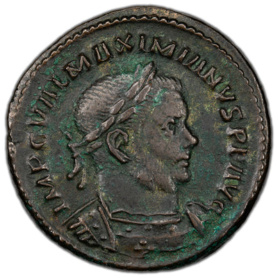Ancient Rome Imperial AD 307-8 Maximianus Follis 7.85gr 26mm RIC 768