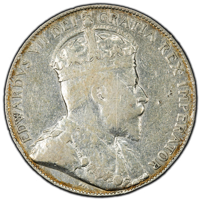 Canada 1907 50 Cents Half Dollar Silver Coin - Cleaned