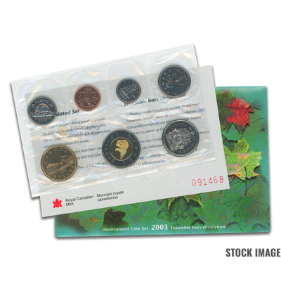 Canada 2003 Regular Issue 7-Coin PL Proof-Like Mint Coin Set - Envelope + COA
