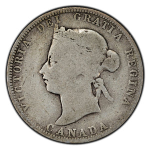 SOLD Canada 1880-H N/W-0 25 Cents Quarter Silver Coin - Good