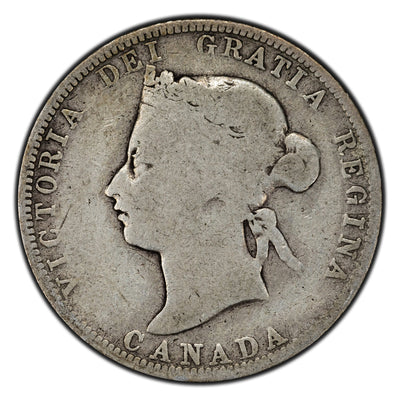 SOLD Canada 1880-H N/W-0 25 Cents Quarter Silver Coin - Good
