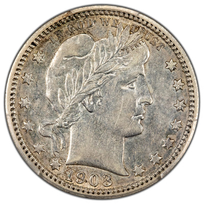United States 1903 25 Cents Barber Quarter Silver Coin - XF-45