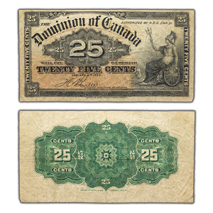 SOLD 25 Cents 1900 Dominion of Canada Shinplaster Note Boville DC-15b - Fine
