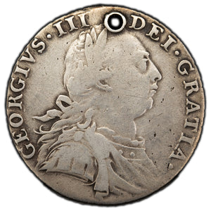 SOLD Great Britain 1787 One Shilling Silver Coin - Holed