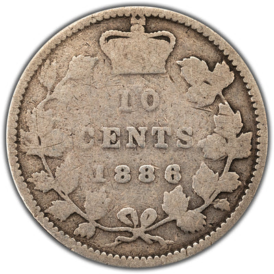 Canada 1886 Kn6 Obverse #4 10 Cents Dime Silver Coin - Filler