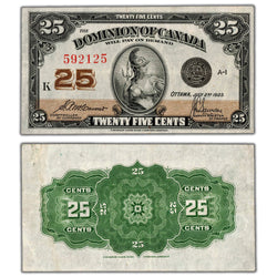 25 Cents 1923 Dominion of Canada Shinplaster Note DC-24c - About EF
