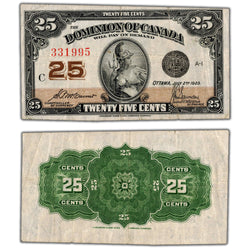 25 Cents 1923 Dominion of Canada Shinplaster Note DC-24c - VF