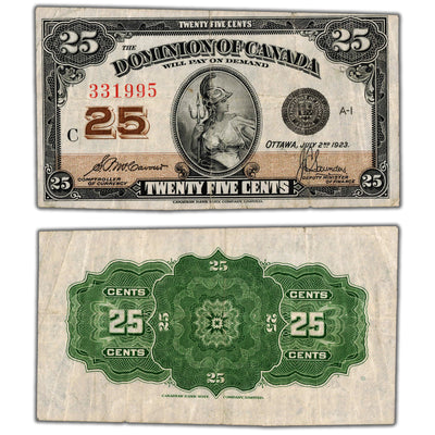 25 Cents 1923 Dominion of Canada Shinplaster Note DC-24c - VF