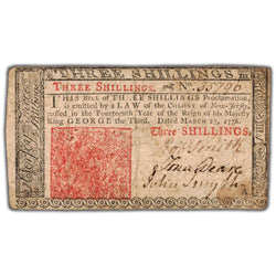 United States 1776 3 Shillings New Jersey Colonial Currency Note - Circulated