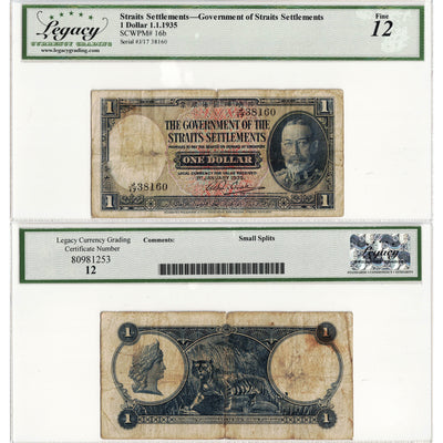 SOLD Straits Settlements 1935 $1 One Dollar Note P #16b - Legacy F-12