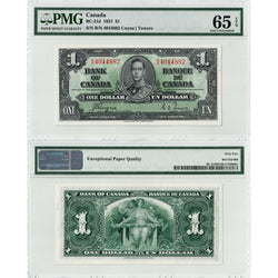 SOLD $1 1937 Bank of Canada Note Coyne-Towers B/N Prefix BC-21d - PMG Gem UNC-65 EPQ