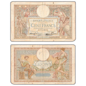 SOLD France 1938 100 Francs Note P #85b - Damaged